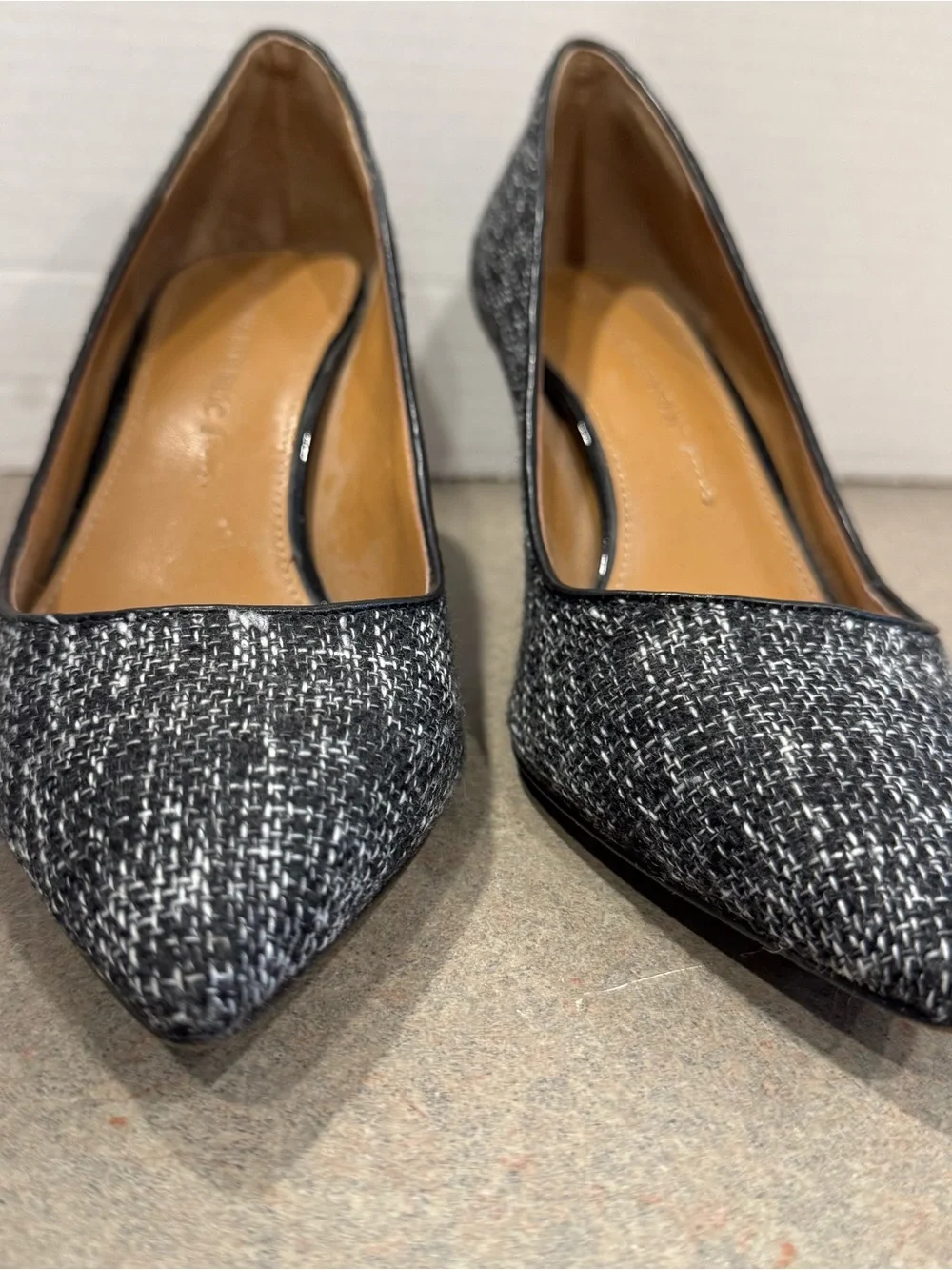 Banana Republic Black & White Tweed Woven Pointed-Toe Pumps